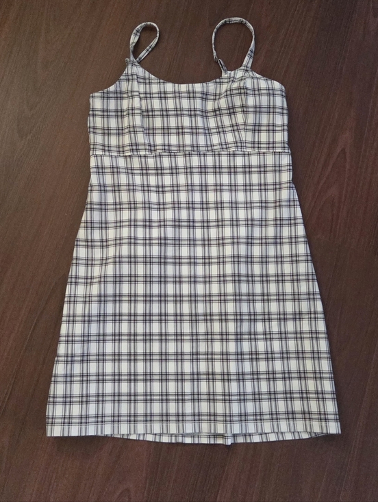 Hollister Dresses & Skirts - Hollister White and Black Plaid Mini Spaghetti Strap Dress